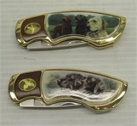(2) Franklin mint 3" blade folding knives with
