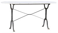 FRENCH PARISIAN MARBLE-TOP CAST IRON BISTRO TABLE