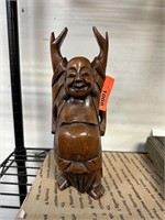 LARGE CARVED WOOD BUDDHA W ARMS UP