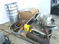STEAM TABLE CONTAINERS, OLD CHOPPER, PANS