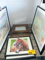 2 ORIGINAL ART BY COALIER, 2 3D HORSE PICTURES,