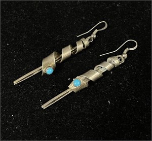 Navajo Sterling & Turquoise Spiral Earrings