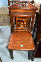 Antique blackwood hall chair,