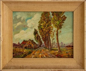 W.A. Schmitt Farm Landscape Oil, 1948