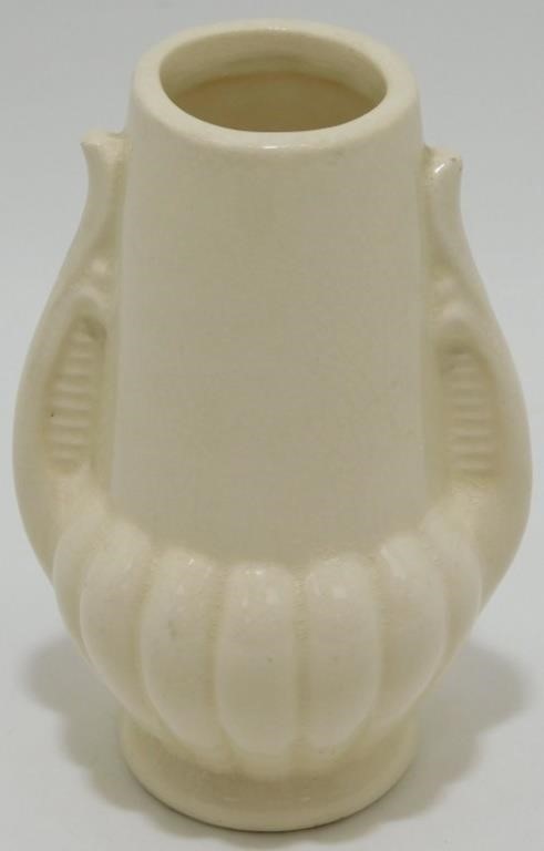 * Vintage Shawnee Puffed Ribbed Pottery Vase - 5”