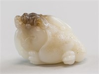 Chinese Russet White Jade Carved Lion