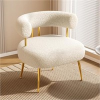 FFIJJ Mid Century Sherpa Boucle Accent Chair White