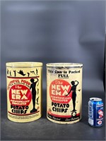 LOT OF 2 NEW ERA POTATO CHIP CANS WOMAN ON FRONT