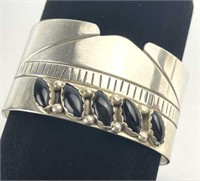925 Silver Rose Abeyta Onyx Cuff Bracelet