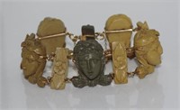 Good antique 15ct gold and lava bracelet