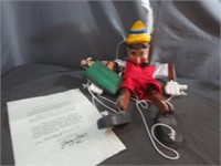Wooden Pinocchio Marionette & Letter From Jiminy
