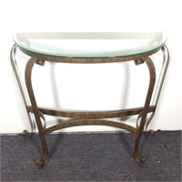 Demilune Iron with Glass Top Entry Table