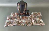 Red, Green and Orange Glass Bead Jewelry Sets