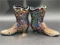 Fenton Glass Iridescent Amethyst Boots