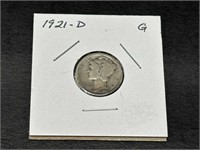 1921-D Mercury Dime G 2nd Key to Series