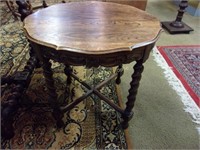 Barley Twist Occasional Table with Scalloped Edge
