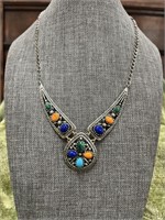 Southwest Styler Sterling Multi-Gemstone Necklace