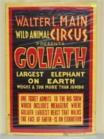 WALTER L. MAIN WILD ANIMAL CIRCUS "GOLIATH" POSTER