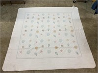 Shell Themed Bed Spread / Cover 84" x 84”