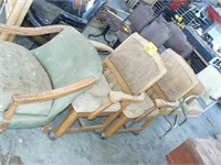 5 OLD CHAIRS--ONE IS A SWIVEL OFFICE CHAIR