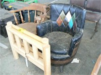 VINTAGE BARREL CHAIR, WOODEN CHAIR, TWIN