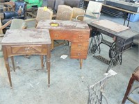 3 OLD SEWING MACHINES IN CABINETS INCLUDING