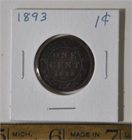 1893 Canada 1 cent coin