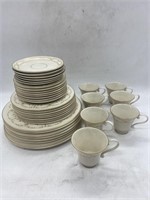 Antique Porcelain China Set with Gold Detailing