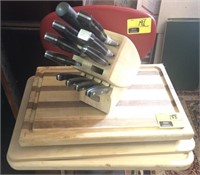 Knife block and cutting board