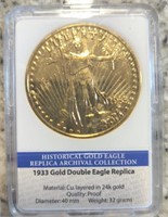 1933 gold double eagle replica 24 karat gold 32