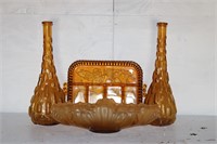 2 - 15 IN AMBER VASES - SERVING TRAY - MISC