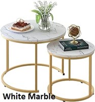 aboxoo Coffee Table Nesting White Set of 2 Side Se