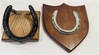 Horseshoes:1 on Nice Wooden Plaque for Hanging &