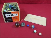Marbles Various Sizes in Wooden Box
