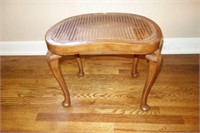 QUEEN ANNE STYLE VANITY STOOL WOVEN SEAT, PAD