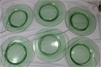 Set of 6 Vaseline Glass Plate
