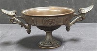 Antique bronze pedestal bowl, 9" x 5" x 4"