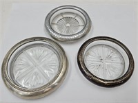 Sterling Silver  & Glass Coasters