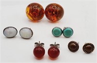 (E) Pierced Earrings - Amber, Opal, Sleeping