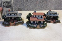 lot 3 resin 4" Village Houses Decor Collectibles