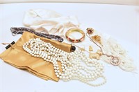 Estate Jewelry, Pins, Bracelet & Pearl Necklaces