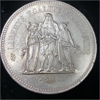1976 France 50 Francs - 90% Silver Hercules