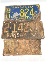 1936, 1940, and 1958 Kansas License Plates