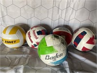1 LOT (5) ASSORTED VOLLEYBALLS ** USED ( SOME MAY