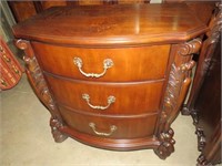 CHERRY 3 DRAWER CARVED NIGHT STAND