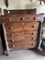 LARGE 7 DRAWER CHEST WITH CARVED COLUMNS &