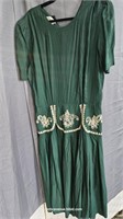 Vintage 90s Green Dress Button Back