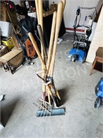 bundle of various yard tools