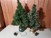 Tabletop fiber optic, lighted Christmas trees (2)