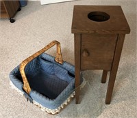 Solid Wood Yarn Table and Sewing Basket